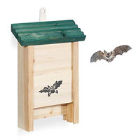 Produktbild von Relaxdays Fledermauskasten aus Holz mit grünem Dach in Natur/Grün