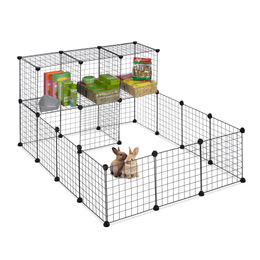 Relaxdays Freilaufgehege aus Metall für Meerschweinchen und Kaninchen Schwarz 72 x 145 x 110 cm – Bild 1 von 13