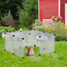 Relaxdays Freilaufgehege für Kaninchen und Hamster mit Tür und Abdeckung weiß 37 x 75 x 75 cm – Bild 1 von 3