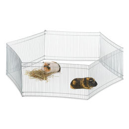Relaxdays Freilaufgehege für Kleintiere aus Metall, 6 Elemente, Silber, Höhe 27cm – Bild 1 von 13