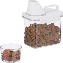 relaxdays Futteraufbewahrungsbox aus Kunststoff 1,1 Liter Transparent Weiß – Bild 1 von 4