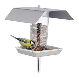 Relaxdays Futtersäule für Vögel aus Edelstahl in Silber und Grau – Bild 1 von 5