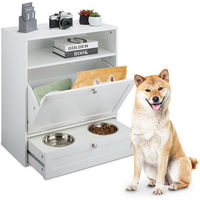 Produktbild von Relaxdays Futterschrank für Hunde mit 2 Edelstahl-Futternäpfen in Weiß