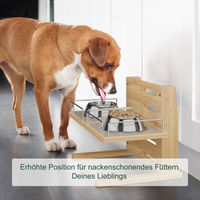 Produktbild von Relaxdays Futterstation für Hunde höhenverstellbar aus Bambus mit Silikonmatte Natur