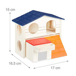 Relaxdays Hamsterhaus aus Holz mit 2 Etagen für Zwerghamster und Mäuse bunt – Bild 1 von 5