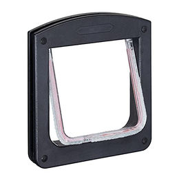 Relaxdays Haustierklappe für Katzen und kleine Hunde, 4 Wege abschließbar, Schwarz, Kunststoff – Bild 1 von 12