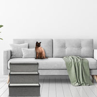 Produktbild von Relaxdays Haustiertreppe faltbar mit 3 Stufen und Stauraum für Hunde und Katzen in Grau/Weiß