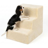 Produktbild von relaxdays Haustiertreppe für Hunde mit 3 Stufen aus Plüsch in Beige