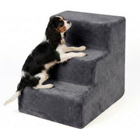 Produktbild von relaxdays Haustiertreppe Hundetreppe mit 3 Stufen für kleine Hunde und Senioren in Grau aus Polyester
