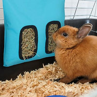 Produktbild von Relaxdays Heutasche für Kleintiere aus Stoff in Blau/Schwarz 31 x 25 cm für Kaninchen, Meerschweinchen und Hamster