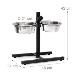 Relaxdays Home Sweet Hund Deluxe Set Grösse L mit Hundebox, Sitzhocker mit Kuschelhöhle und höhenverstellbarer Futterstation in Weiss – Bild 1 von 5