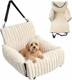 Relaxdays Hundeautositz für kleine Hunde in Beige aus Polyester – Bild 1 von 4
