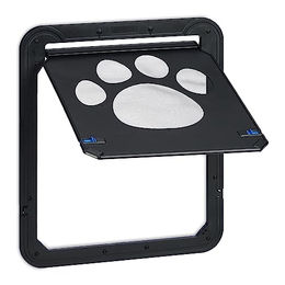Relaxdays Hundeklappe für Fliegengittertüren für große Hunde Schwarz aus Kunststoff – Bild 1 von 12