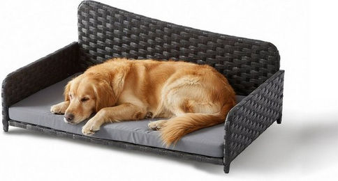 Relaxdays Hundekorb Rattan mit Kissen Grau XL – Bild 1 von 5