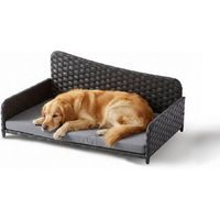 Produktbild von Relaxdays Hundekorb Rattan mit Kissen Grau XL