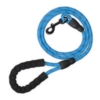 Produktbild von Relaxdays Hundeleine aus Nylon mit reflektierendem Design und gepolsterter Schlaufe, blau, 150 cm, für kleine und große Hunde bis 50 kg - 150 cm