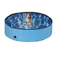 Produktbild von Relaxdays Hundepool faltbares Hundeplanschbecken blau aus Kunststoff mit Ablassventil