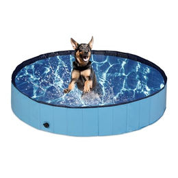 Relaxdays Hundepool XL Hundeplanschbecken aus Kunststoff Blau – Bild 1 von 13