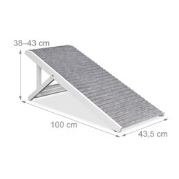 Relaxdays Hunderampe höhenverstellbar aus Holz rutschfest klappbar grau/weiß – Bild 1 von 5