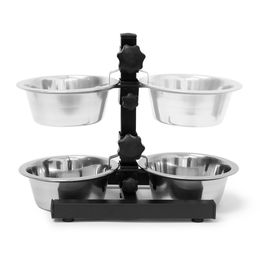 Relaxdays Hundeset L mit Hundebox, Sitzhocker und höhenverstellbarer Futterstation aus Kunstleder in Schwarz – Bild 1 von 3