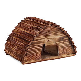 Relaxdays Igelhaus aus geflammtem Holz als Winterquartier für Igel in Braun 25x40x30 cm – Bild 1 von 7