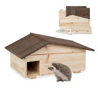 Produktbild von Relaxdays Igelhaus aus Holz mit 2 Kammern und Boden als Winterquartier für Igel in Natur