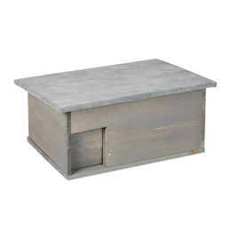 Relaxdays Igelhaus aus Holz mit Boden, Rattenklappe und Labyrintheingang in Grau, 21 x 46 x 34 cm – Bild 1 von 3