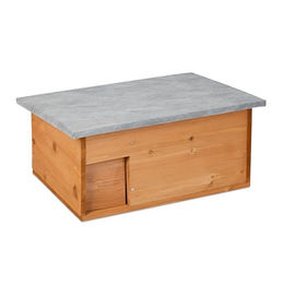 Relaxdays Igelhaus aus Holz mit Boden, Rattenklappe und Labyrintheingang in Orange – Bild 1 von 4