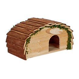 Relaxdays Igelhaus aus Holz und Moos als Igelhotel mit Boden für den Garten 18 x 34 x 17 cm Natur – Bild 1 von 6