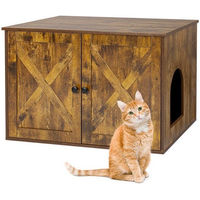 Produktbild von Relaxdays Indoorhütte Katzenschrank als Möbel-Toilette aus Holz in Vintagebraun für Katzen