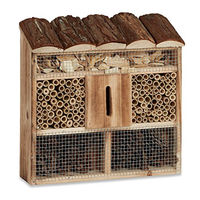 Produktbild von Relaxdays Insektenhotel aus geflämmtem Holz zum Aufhängen für Bienen und Schmetterlinge in Natur Braun 31 x 30,5 x 9,5 cm