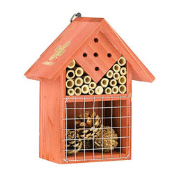 Relaxdays Insektenhotel aus Holz als Nisthilfe für Bienen und Käfer in Orange – Bild 1 von 7