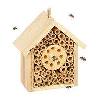 Produktbild von Relaxdays Insektenhotel aus Holz als Nisthilfe für Wildbienen und Wespen 15,5 x 14,5 x 8 cm Natur