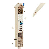 Produktbild von Relaxdays Insektenhotel aus Holz mit Erdspieß als Nisthilfe für Wildbienen in Natur, 148 cm hoch
