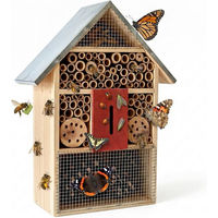 Produktbild von relaxdays Insektenhotel aus Holz mit Metalldach in Natur und Silber