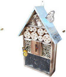 relaxdays Insektenhotel aus Holz mit Metalldach und geflammter Oberfläche – Bild 1 von 3