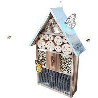 Produktbild von relaxdays Insektenhotel aus Holz mit Metalldach und geflammter Oberfläche