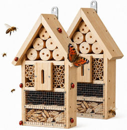 Relaxdays Insektenhotel Bausatz 2er Set aus Holz in Natur Braun – Bild 1 von 4