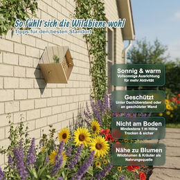 Produktbild von Relaxdays Insektenhotel Bienenhotel aus Holz mit wetterfestem Metalldach in Natur/Silber