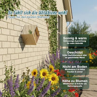Produktbild von Relaxdays Insektenhotel Bienenhotel aus Holz mit wetterfestem Metalldach in Natur/Silber