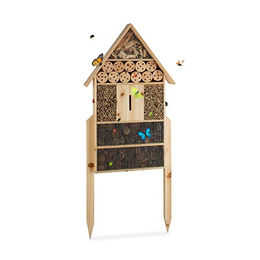 Relaxdays Insektenhotel XL stehend aus Holz als Nisthilfe für Bienen und Marienkäfer in Natur – Bild 1 von 3