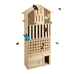 Relaxdays Insektenhotel XXL aus Holz als stehende Nisthilfe für Bienen und Schmetterlinge in Natur – Bild 1 von 4