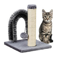 Produktbild von Relaxdays Katzen Kratzsäule mit Enthaarungsbogen aus Sisal in Grau 37x30x30 cm