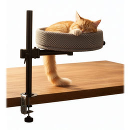 Relaxdays Katzenbett für den Schreibtisch höhenverstellbar und 360 Grad drehbar grau schwarz – Bild 1 von 13