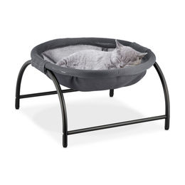Relaxdays Katzenhängematte stehend als Katzenbett aus Polyester in Grau/Schwarz – Bild 1 von 6