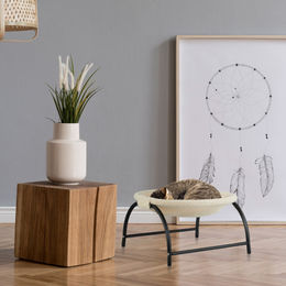 Relaxdays Katzenhängematte stehend aus Polyester in Beige/Schwarz – Bild 1 von 8