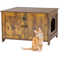 Produktbild von Relaxdays Katzenhaus Katzenschrank aus Holz für Katzenklos in Vintagebraun