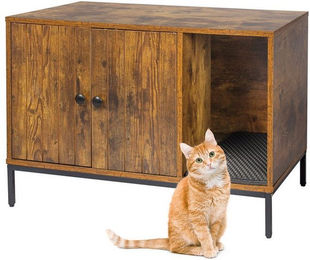 Relaxdays Katzenhaus Möbel-Toilette aus Holz in Schwarz für Katzen – Bild 1 von 5