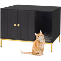 Produktbild von relaxdays Katzenhaus Möbel-Toilette für Katzen in Schwarz/Gold aus Holz