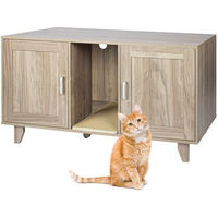 Produktbild von Relaxdays Katzenhaus XXL Möbel-Toilette aus Holz für Katzen in Grau